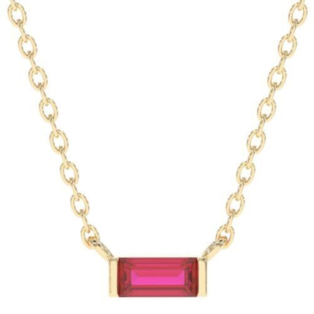 8795 Ruby Necklace , Premium Gold Minimalist Rectangle Necklaces - Tarnish